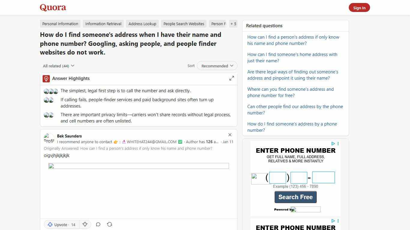 How to find someone's address when I have their name and phone number - Quora
